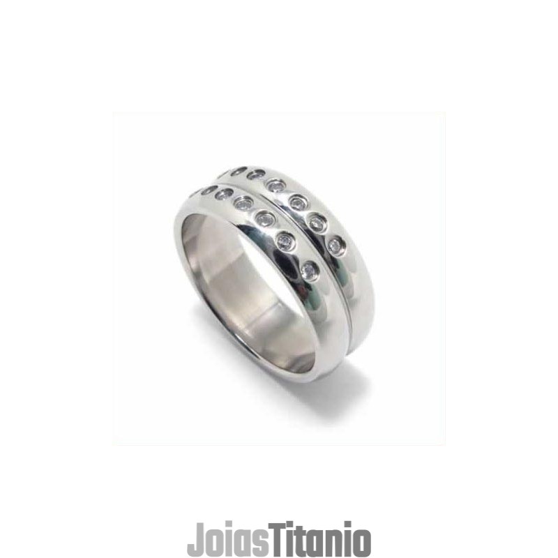 Anel De Corte Com Incrustações De Titânio De 8 Mm E Diamantes