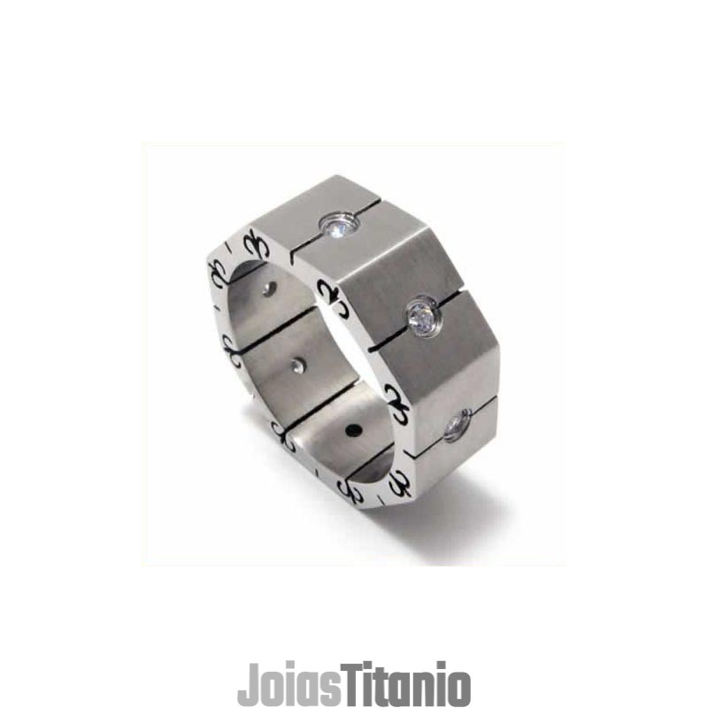 Anel De Corte Com Incrustações De Titânio De 8 Mm E Diamantes