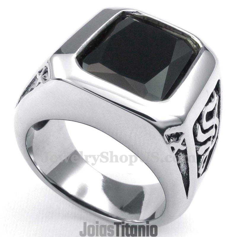 Anel De Titânio Com Zircônia Preta