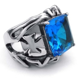 Anel De Titânio Com Pedra Ornamental Azul