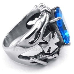 Anel De Titânio Com Pedra Ornamental Azul