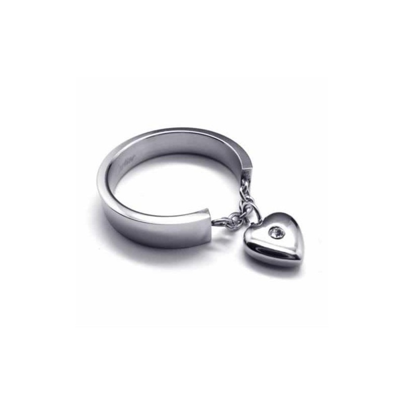 Anel De Titânio Com 5 Mm De Diamantes E Coração