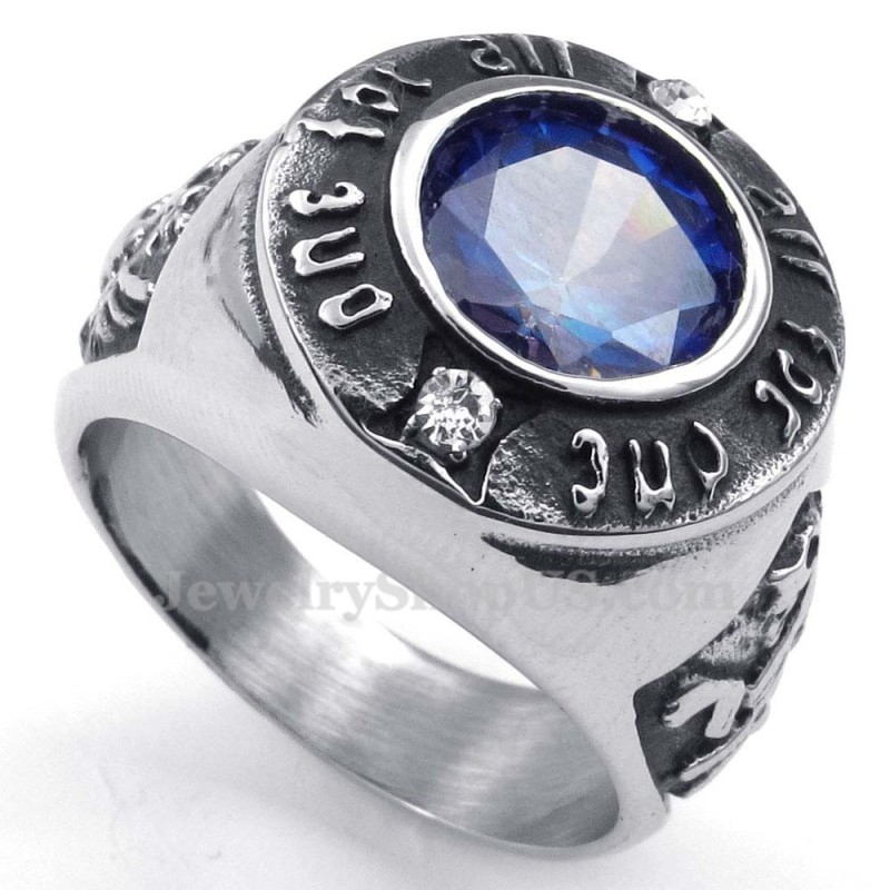 Anel De Titânio Com Zircônia Azul Anel De Titânio Com Zircônia Azul