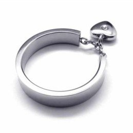 Anel De Titânio Com 5 Mm De Diamantes E Coração