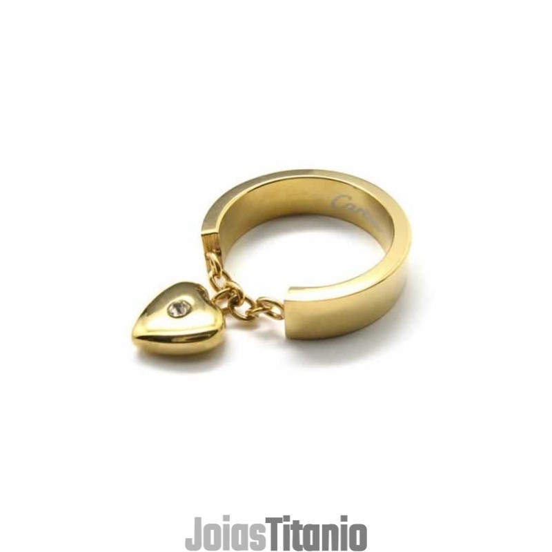 Anel De Titânio Com 5 Mm De Diamantes E Coração Em Ouro 18K Anel De Titânio Com 5 Mm De Diamantes E Coração Em Ouro 18K