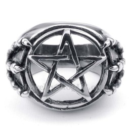 Anel De Estrela De Cinco Pontas Vazado De Titânio