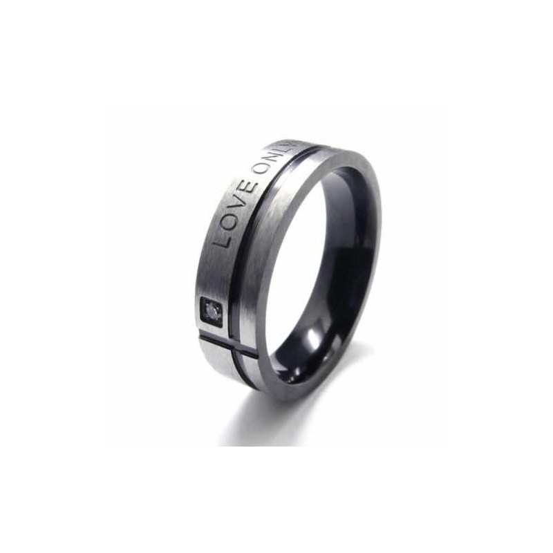 Anel Masculino Love Only You De Titânio Preto De 6 Mm