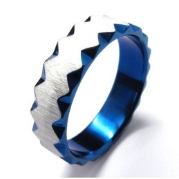 Anel De Titânio Azul Unissex De 6 Mm