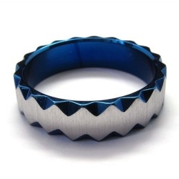 Anel De Titânio Azul Unissex De 6 Mm