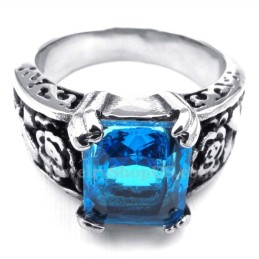 Anel De Titânio Com Zircônia Azul