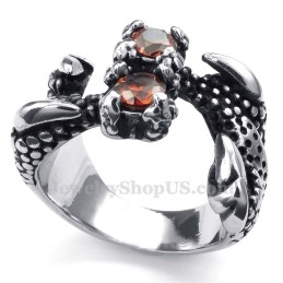 Anel De Pata De Titânio Com Strass Vermelho