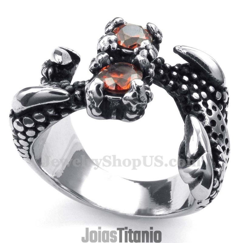 Anel De Pata De Titânio Com Strass Vermelho Anel De Pata De Titânio Com Strass Vermelho