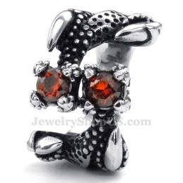 Anel De Pata De Titânio Com Strass Vermelho