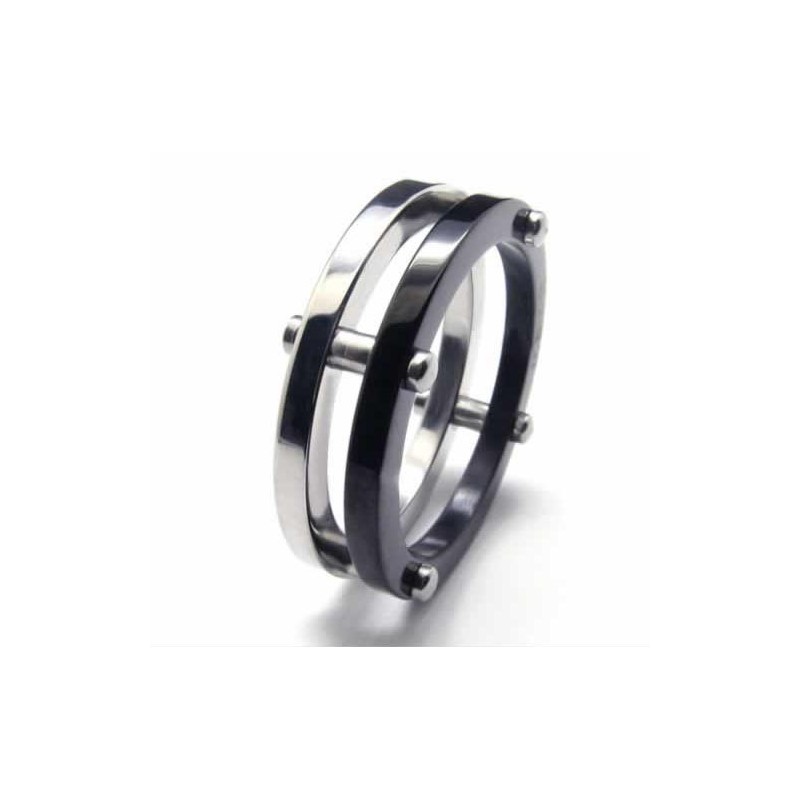 Anel De Titânio Masculino Two Circles 6 Mm Anel De Titânio Masculino Two Circles 6 Mm