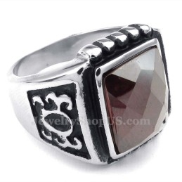 Anel De Titânio Com Zircônia Vermelha