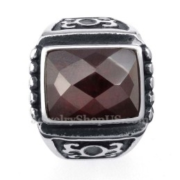 Anel De Titânio Com Zircônia Vermelha