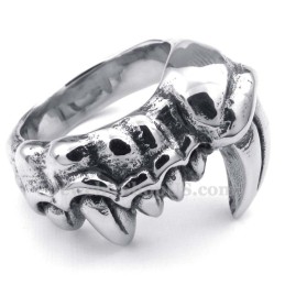 Anel De Dentes De Monstro De Titânio