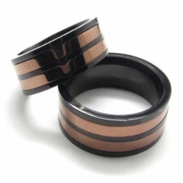 Anel De Corte Com Dois Círculos Incrustados Em Titânio De 8 Mm
