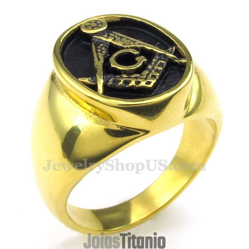 Anel Maçônico De Titânio Dourado Anel Maçônico De Titânio Dourado