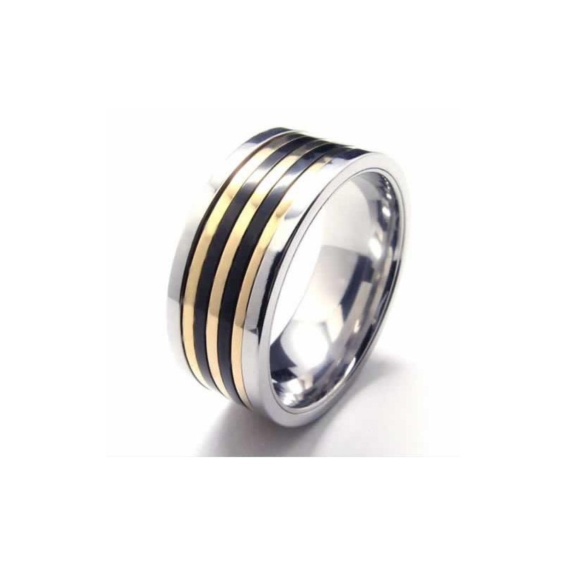 Anel De Corte Com Incrustações De Ouro E Titânio De 9 Mm