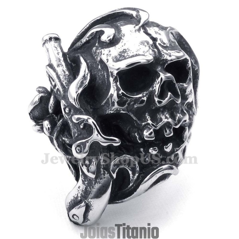 Anel De Caveira De Arma De Titânio Anel De Caveira De Arma De Titânio