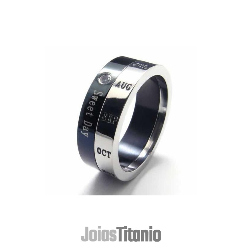 Anel De Corte Sweet Day Com Diamantes De 8 Mm E Incrustações De Titânio Anel De Corte Sweet Day Com Diamantes De 8 Mm E Incrustações De Titânio