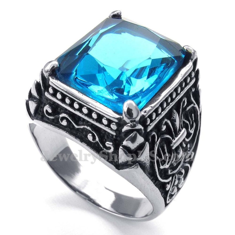 Anel De Titânio Com Zircônia Azul Anel De Titânio Com Zircônia Azul
