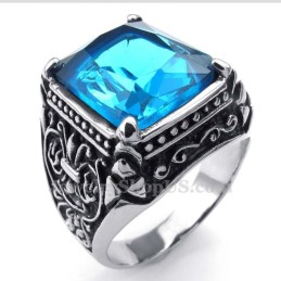 Anel De Titânio Com Zircônia Azul