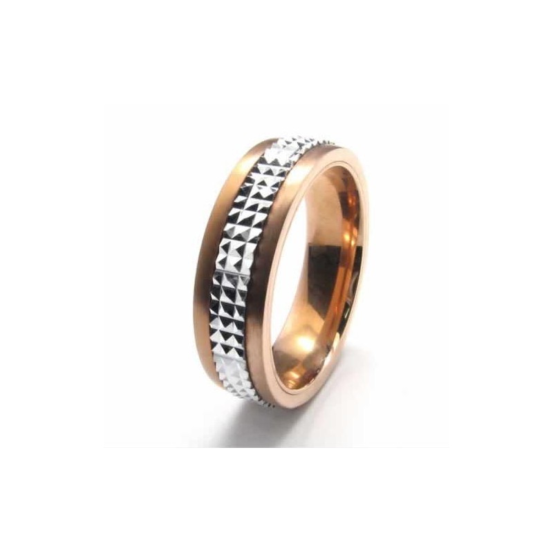 Anel De Corte Com Incrustações De Titânio E Ouro De 6 Mm