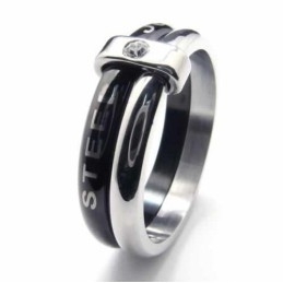 Anel De Corte Com Dois Círculos De 8 Mm De Diamantes Em Titânio Incrustado