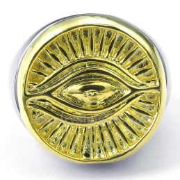 Anel De Titânio Deus Sol Dourado