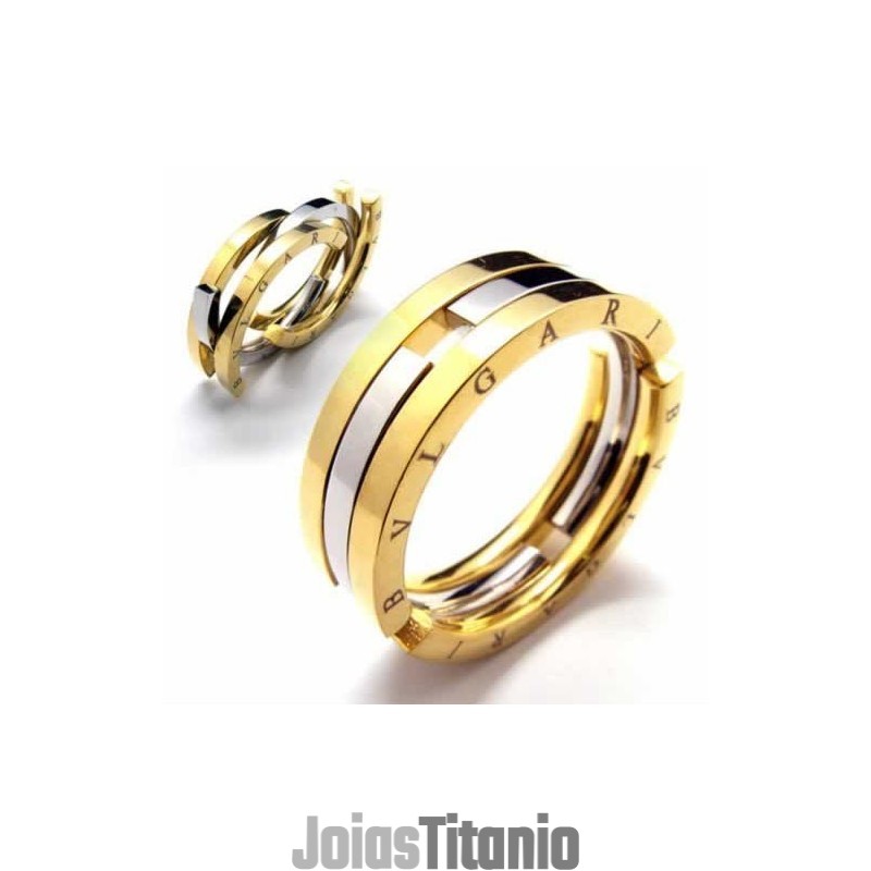 Anel Quebra-Cabeça De Titânio E Ouro De 8 Mm Anel Quebra-Cabeça De Titânio E Ouro De 8 Mm