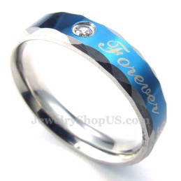 Anel De Casal De Titânio Azul Forever Love (Masculino)