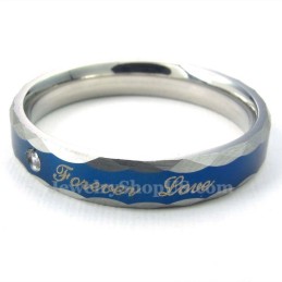 Anel De Casal De Titânio Azul Forever Love (Feminino)