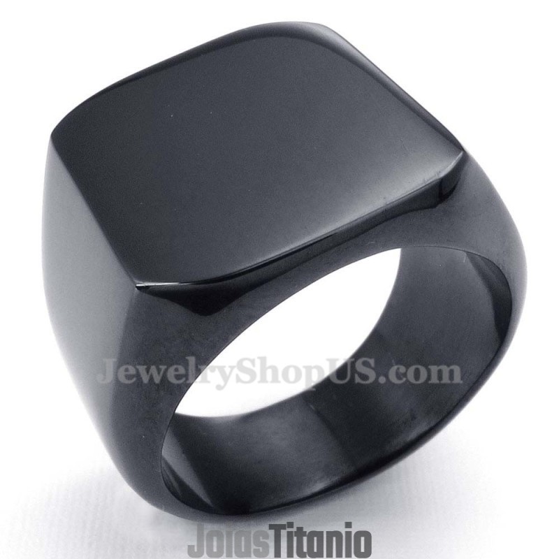 Anel Masculino De Titânio Preto Liso Anel Masculino De Titânio Preto Liso