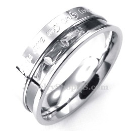 Anel De Titânio Para Amantes Com Strass Branco