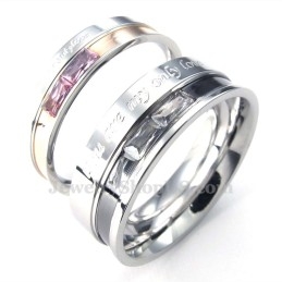 Anel De Titânio Para Amantes Com Strass Branco