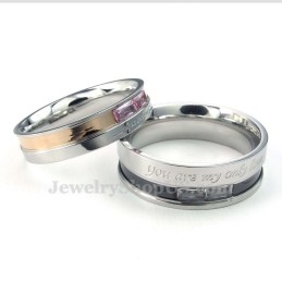 Anel De Titânio Para Amantes Com Strass Branco