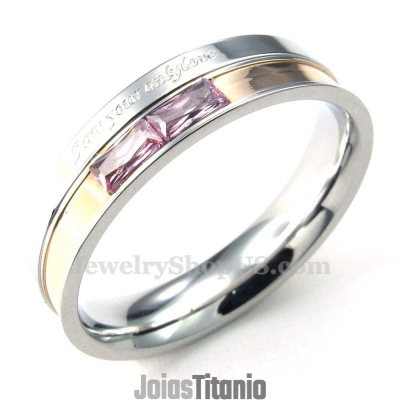 Anel De Titânio Para Amantes Com Strass Vermelho