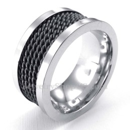 Anel De Titânio Com Fio Preto