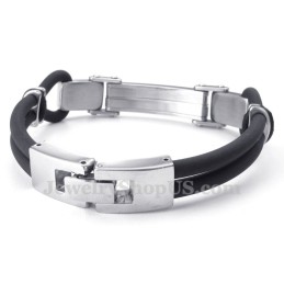 Pulseiras De Titânio Preto Prateado Com Couro De Arame