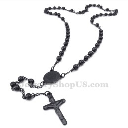 Colar Com Pingente De Jesus Em Titânio Preto