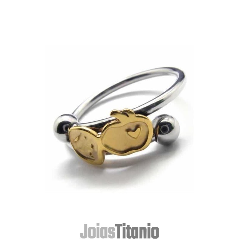 Anel Fruit Love 8Mm Em Titânio E Ouro Anel Fruit Love 8Mm Em Titânio E Ouro