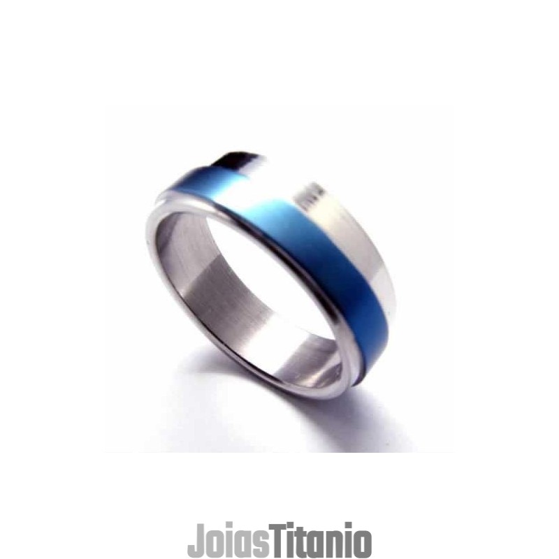 Anel Masculino De Titânio Azul De 6 Mm Anel Masculino De Titânio Azul De 6 Mm