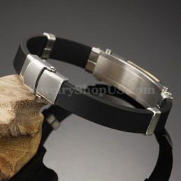 Pulseira Masculina De Titânio Com Zircônia Dourada C934 Em Promoção