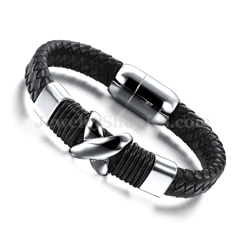 Pulseira De Couro De Titânio Masculina Da Moda C902