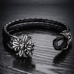 Pulseira Masculina De Couro De Titânio Em Promoção C871