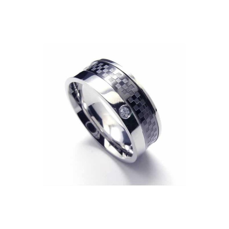 Anel De Corte Com Incrustações De Titânio De 8 Mm E Diamantes