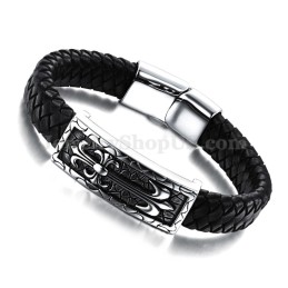 Pulseira Requintada De Couro De Titânio Masculina C896