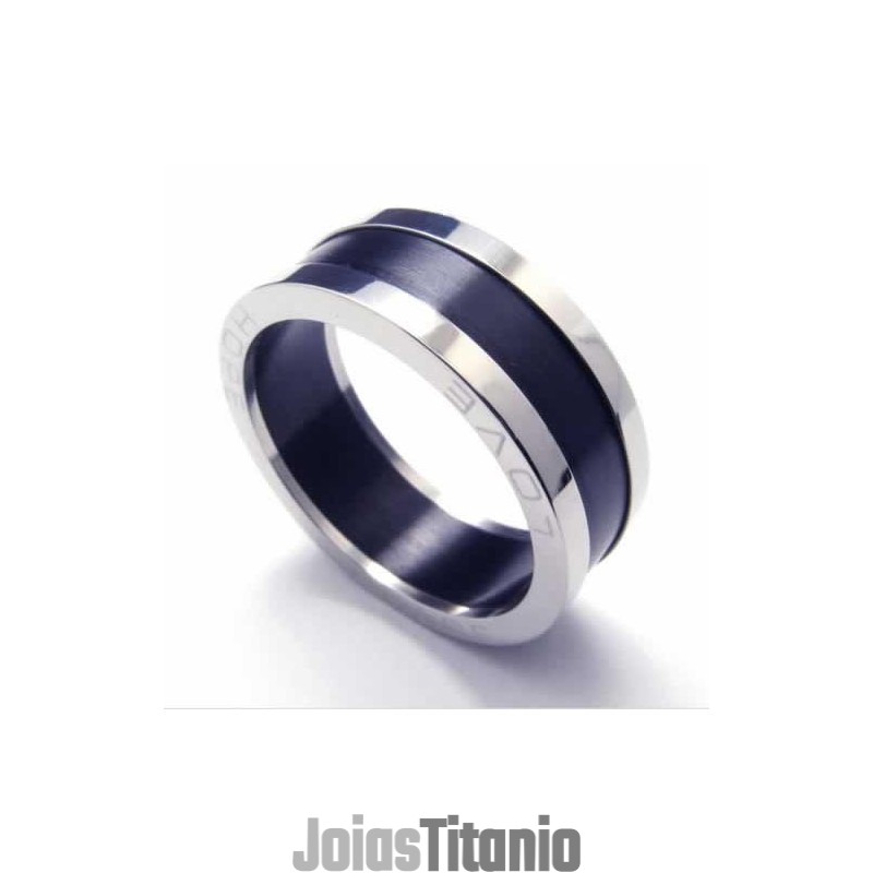 Anel Love 8Mm Em Titânio Preto Anel Love 8Mm Em Titânio Preto